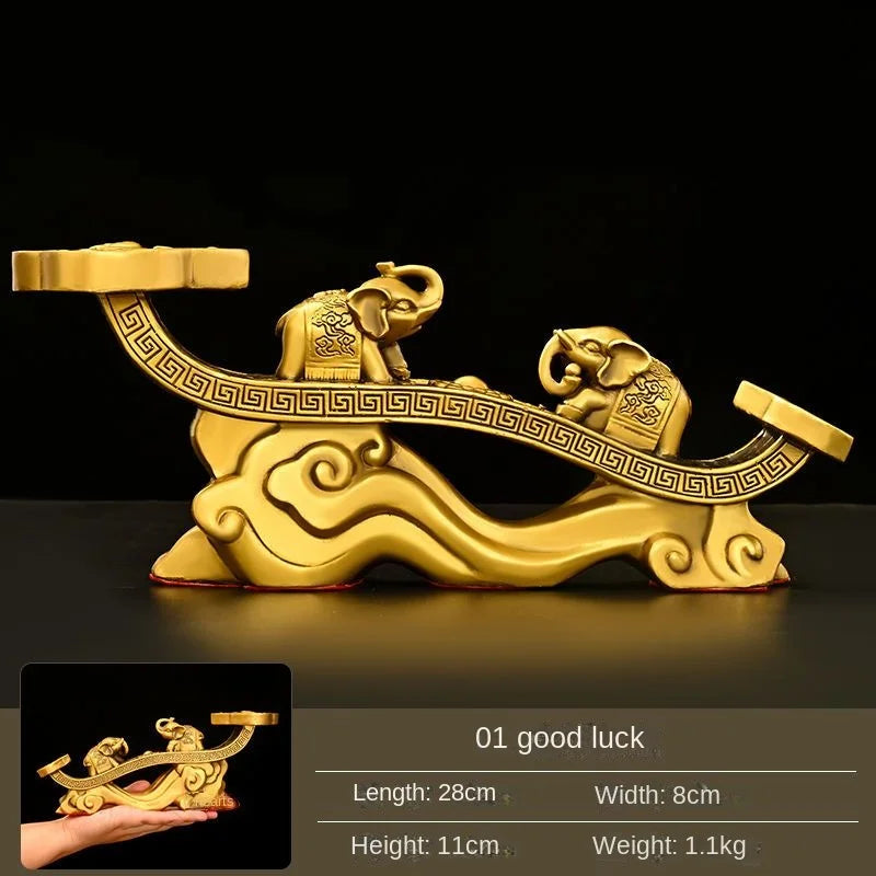 Pure Copper Ruyi Ornament Auspicious Elephant Living Room Entrance Office Desktop Decor Gifts