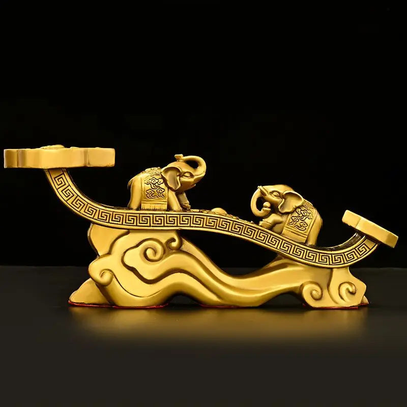 Pure Copper Ruyi Ornament Auspicious Elephant Living Room Entrance Office Desktop Decor Gifts