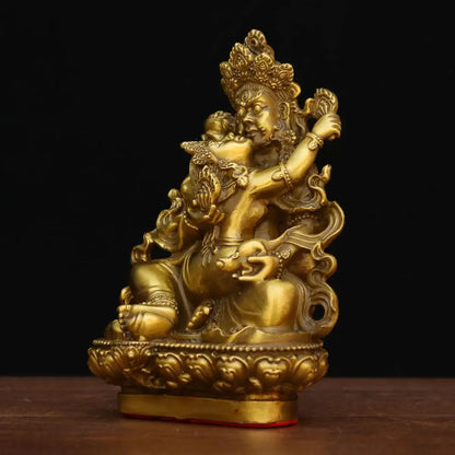 Pure Copper  Sculptures God of Wealth Ornament Tantric Tibetan Five Surnames God of Wealth Home Bronze Statue