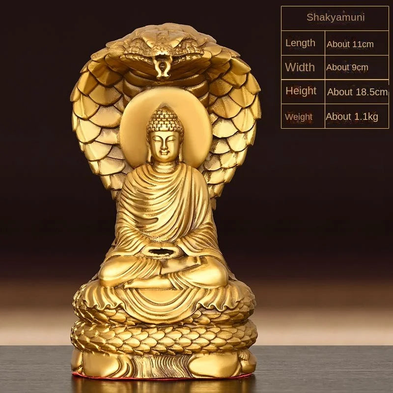 Pure Copper Shakyamuni Home Buddha Feng Shui Hall Crafts Buddha Statue Home Living Bedroom Ornaments