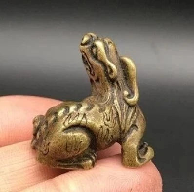 Pure Copper Solid Bronze Beast Fire Unicorn Tiger Home Decoration, Decoration Geomancy Gift Bronze Carvings Fortune Collection