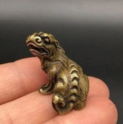 Pure Copper Solid Bronze Beast Fire Unicorn Tiger Home Decoration, Decoration Geomancy Gift Bronze Carvings Fortune Collection