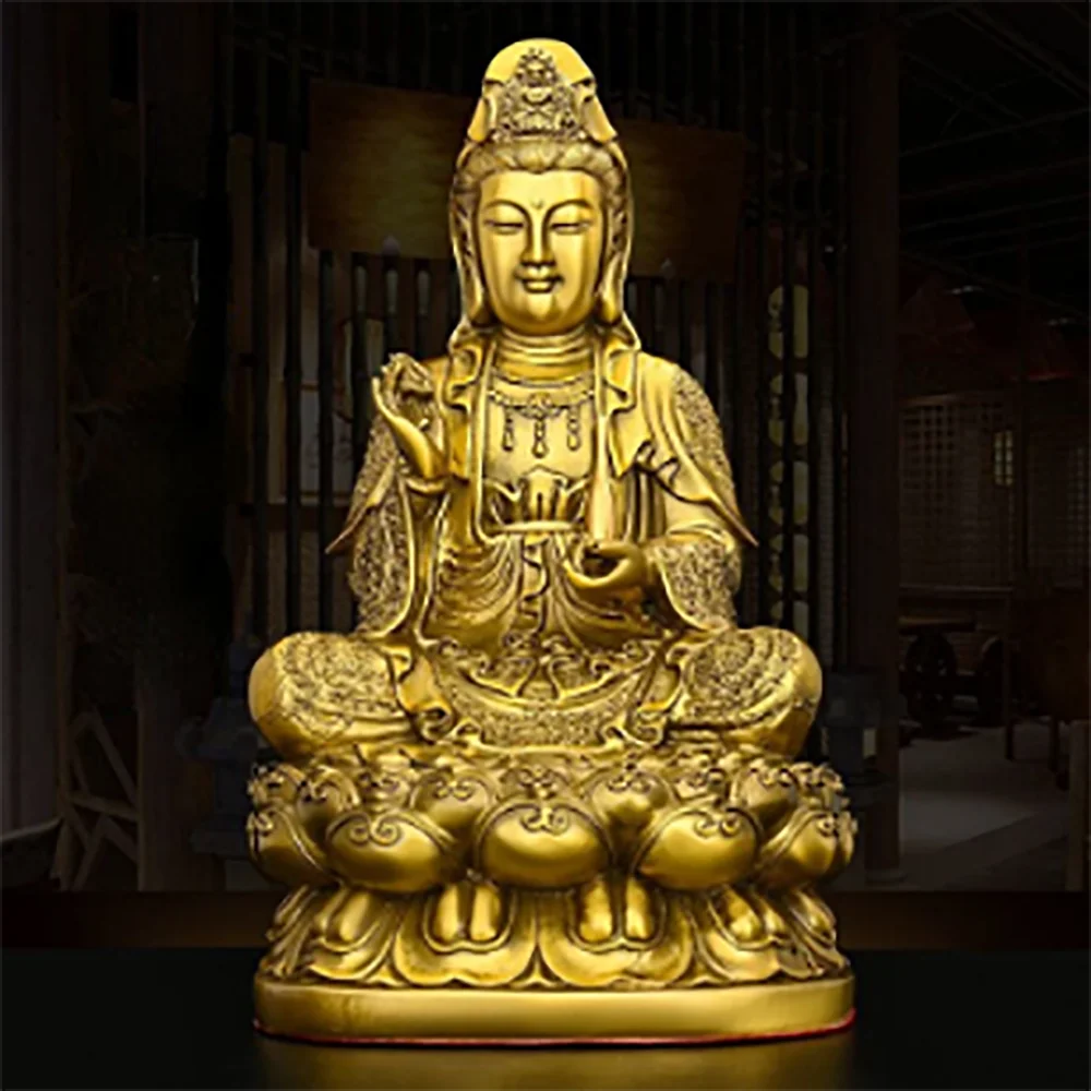 Pure Copper South Sea Goddess of Mercy Buddha Statue Ornaments Home Furnishings Sculptures