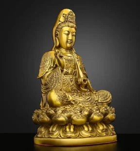 Pure Copper South Sea Goddess of Mercy Buddha Statue Ornaments Home Furnishings Sculptures