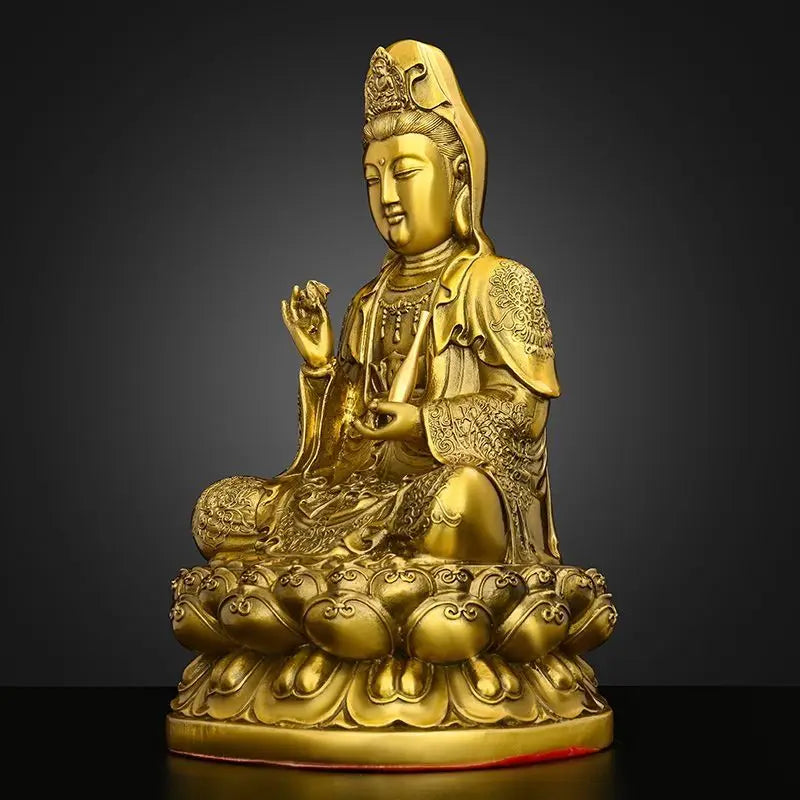 Pure Copper South Sea Goddess of Mercy Buddha Statue Ornaments Home Furnishings Sculptures