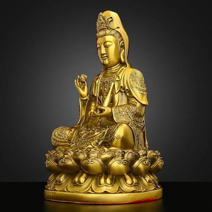 Pure Copper South Sea Goddess of Mercy Buddha Statue Ornaments Home Furnishings Sculptures