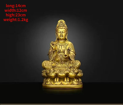 Pure Copper South Sea Goddess of Mercy Buddha Statue Ornaments Home Furnishings Sculptures