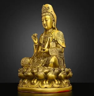 Pure Copper South Sea Goddess of Mercy Buddha Statue Ornaments Home Furnishings Sculptures