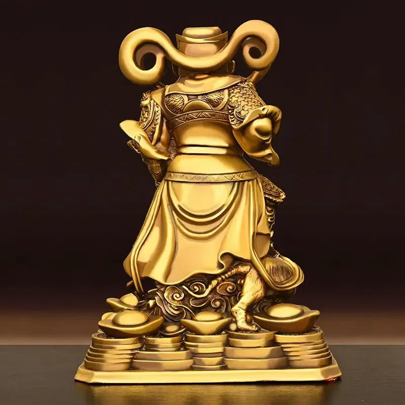 Pure Copper Statue of Zhao Gongming Ornament Home Living Room Decor Wu Cai God Standing Sculptures