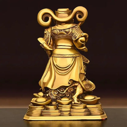 Pure Copper Statue of Zhao Gongming Ornament Home Living Room Decor Wu Cai God Standing Sculptures