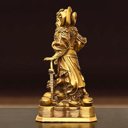 Pure Copper Statue of Zhao Gongming Ornament Home Living Room Decor Wu Cai God Standing Sculptures