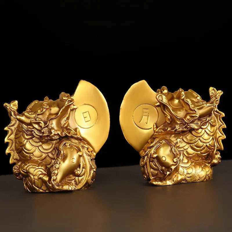 Pure Copper Sun and Moon God Beast Fengshui Home Decoration Ornaments Home Table  Sculptures Decorations