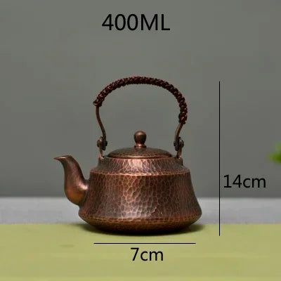 Pure Copper Tea Kettle Handmade Teapot Retro Pot for Kung Fu Tea Teaware 400ML