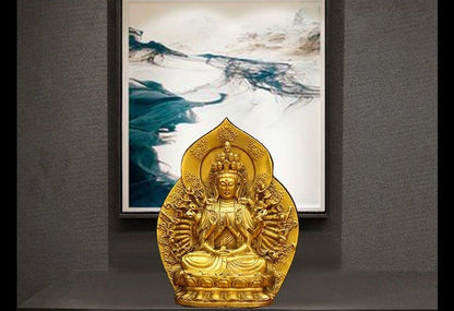 Pure Copper Thousand Hands Guanyin Buddha Statue Household Bodhisattvas Patron Saint Buddha Sculptures
