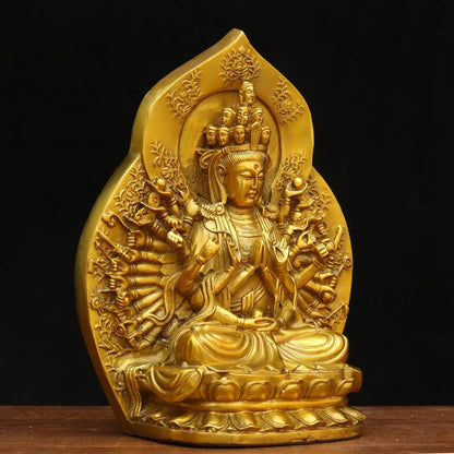 Pure Copper Thousand Hands Guanyin Buddha Statue Household Bodhisattvas Patron Saint Buddha Sculptures