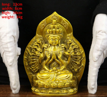 Pure Copper Thousand Hands Guanyin Buddha Statue Household Bodhisattvas Patron Saint Buddha Sculptures