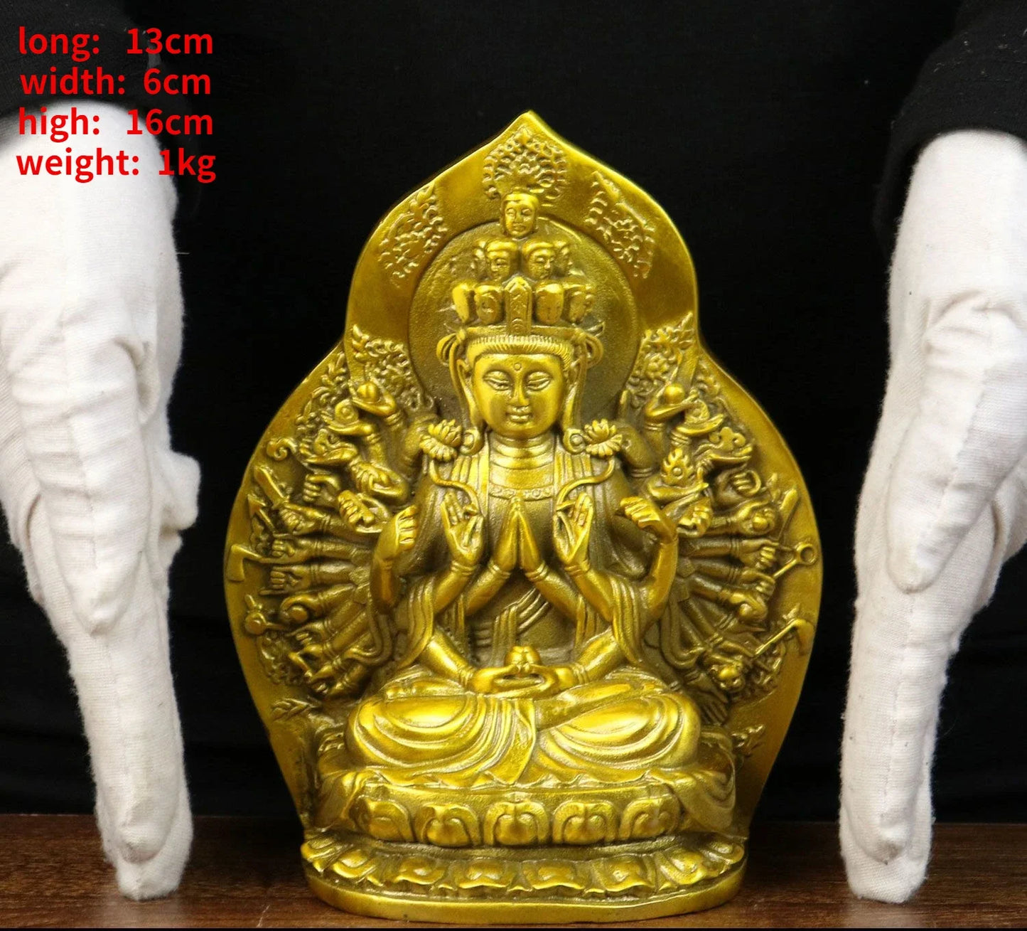 Pure Copper Thousand Hands Guanyin Buddhism Statue Household Bodhisattvas Patron Saint Decoration Crafts