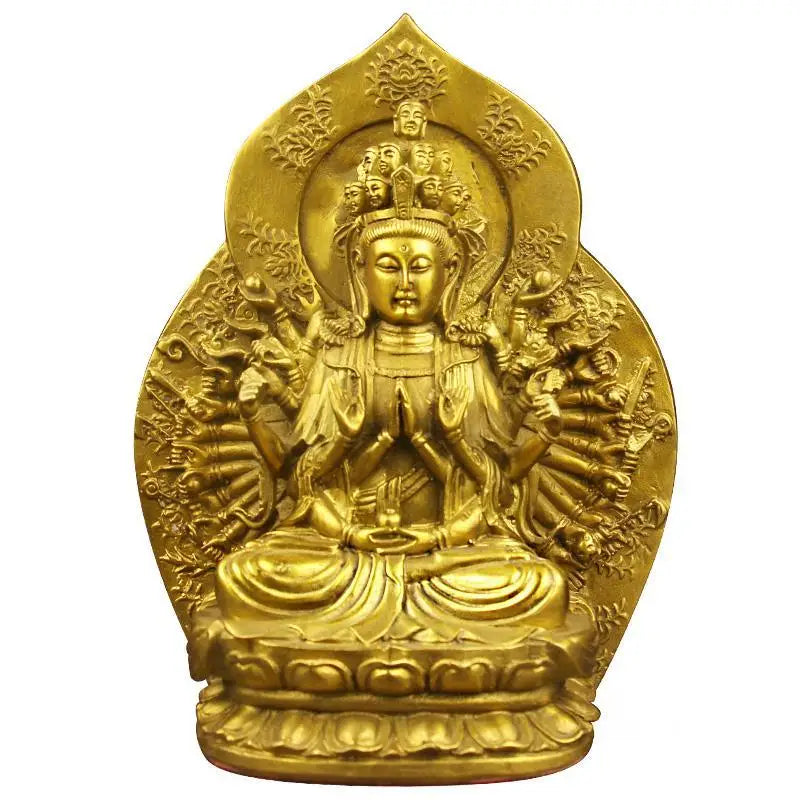 Pure Copper Thousand Hands Pendant Guanyin Buddha Statue Guardian God Buddha Offering  Home Decoration Accessories