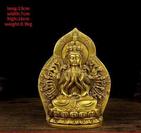 Pure Copper Thousand Hands Pendant Guanyin Buddha Statue Guardian God Buddha Offering  Home Decoration Accessories