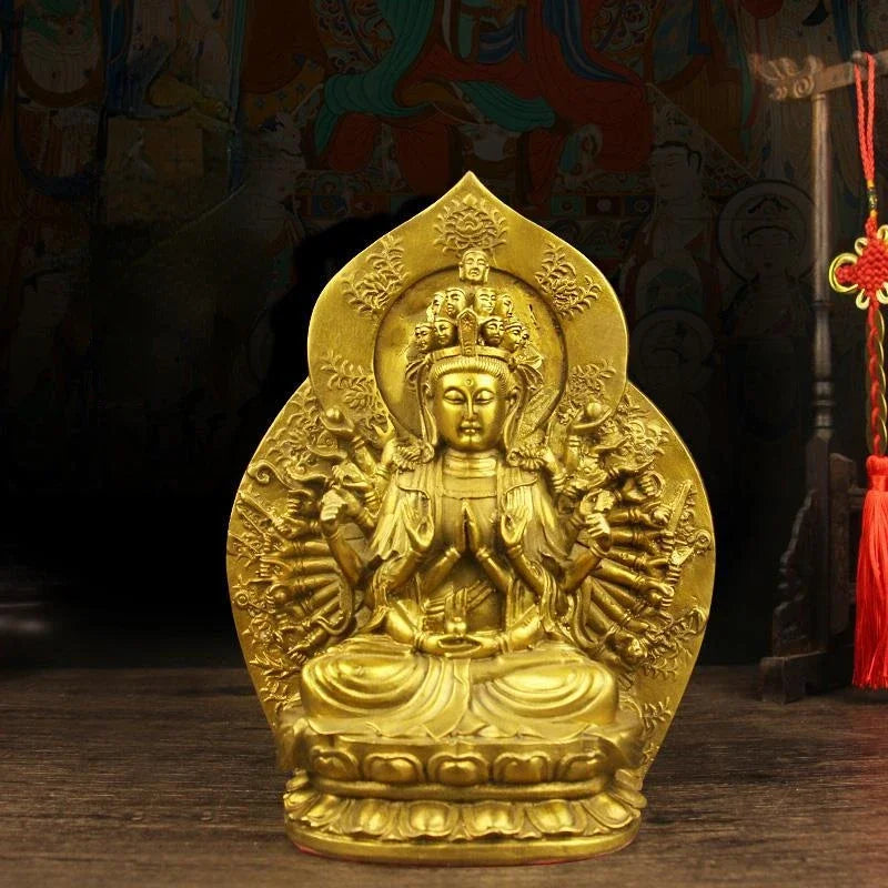 Pure Copper Thousand Hands Pendant Guanyin Buddha Statue Guaryin God Buddha Offering Home Decor