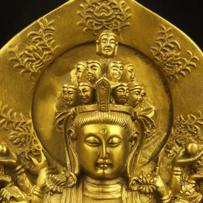 Pure Copper Thousand Hands Pendant Guanyin Buddha Statue Guaryin God Buddha Offering Home Decor