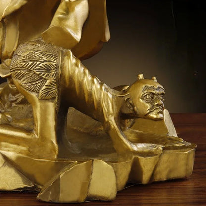 Pure Copper Tian Shi  Zhong Kui Statue Ornament Home Entrance Office Store Decorations Sculptures