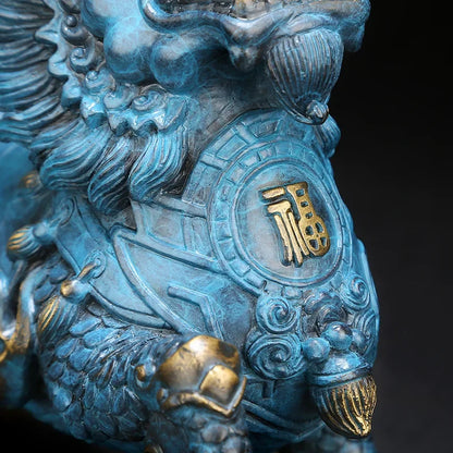 Pure Copper Wind and Fire Kirin Statue Brass Painted Handmade Modern Home Decoration Mascot Sculpture Accessories