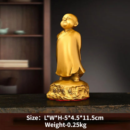 Pure Copper Zen Meaning Small Monk Tranquil Zhiyuan Monk Amitabha Buddha Small Buddha Statue Tea Pet Ornament