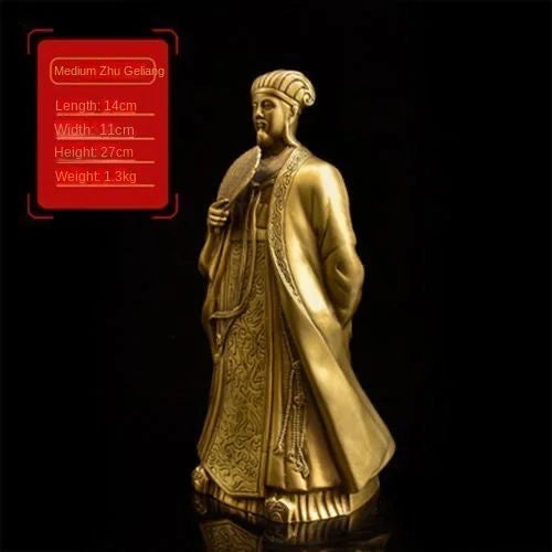 Pure Copper Zhu Geliang Ornaments Kong Ming Statue Home Furnishings Living Room Office Wine Cooler Decorations