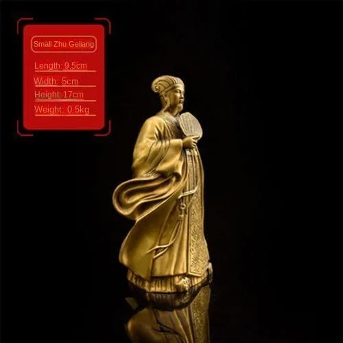 Pure Copper Zhu Geliang Ornaments Kong Ming Statue Home Furnishings Living Room Office Wine Cooler Decorations