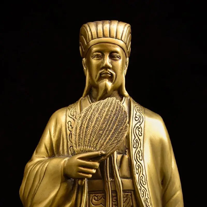 Pure Copper Zhu Geliang Ornaments Kong Ming Statue Home Furnishings Living Room Office Wine Cooler Decorations