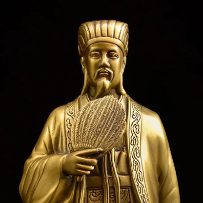 Pure Copper Zhu Geliang Ornaments Kong Ming Statue Home Furnishings Living Room Office Wine Cooler Decorations