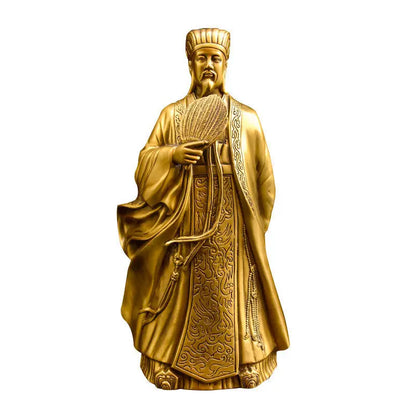 Pure Copper Zhu Geliang Ornaments Kong Ming Statue Home Furnishings Living Room Office Wine Cooler Decorations