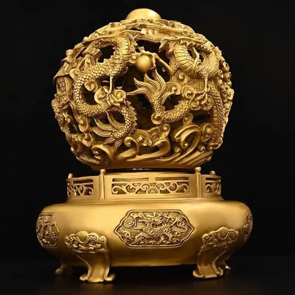 Pure Copper feng shui Ornaments Nine Dragons Play Beads Living Room Home Office Decor Business Gifts Crafts