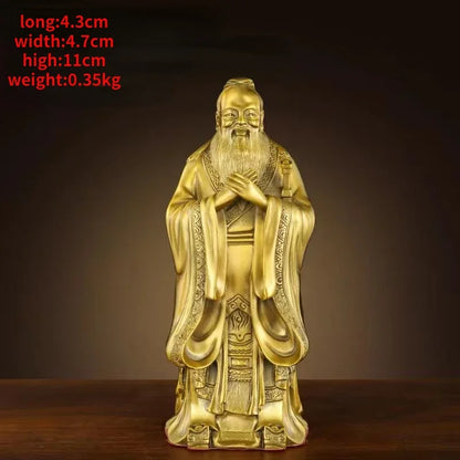 Pure Copper people Confucius Statue Ornaments Study Crafts Furniture Decoration Ornaments