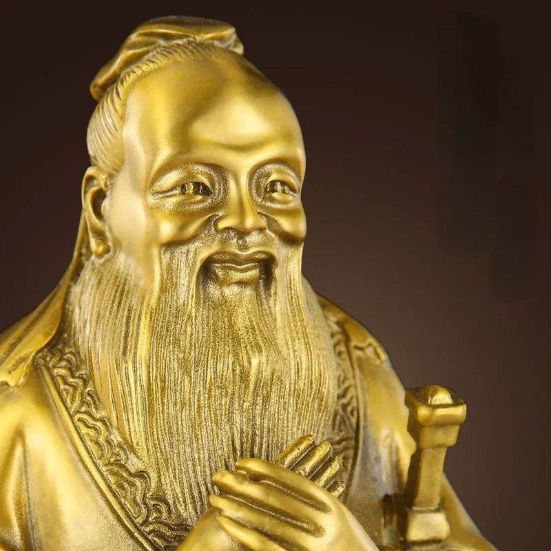 Pure Copper people Confucius Statue Ornaments Study Crafts Furniture Decoration Ornaments