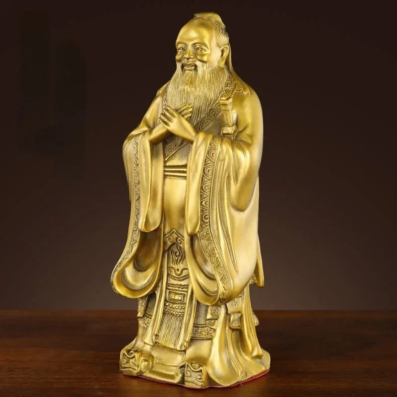Pure Copper people Confucius Statue Ornaments Study Crafts Furniture Decoration Ornaments