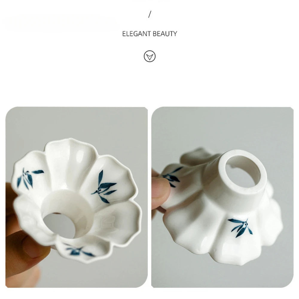 Pure Hand-painted Butterfly Orchid Throwing Tea Device Creative Lotus Leaf Tea Funnel Pouring Into Pot Extractor Leakage Filter