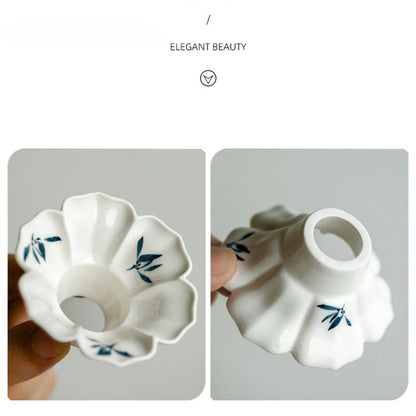 Pure Hand-painted Butterfly Orchid Throwing Tea Device Creative Lotus Leaf Tea Funnel Pouring Into Pot Extractor Leakage Filter