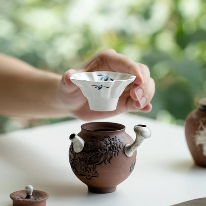 Pure Hand-painted Butterfly Orchid Throwing Tea Device Creative Lotus Leaf Tea Funnel Pouring Into Pot Extractor Leakage Filter