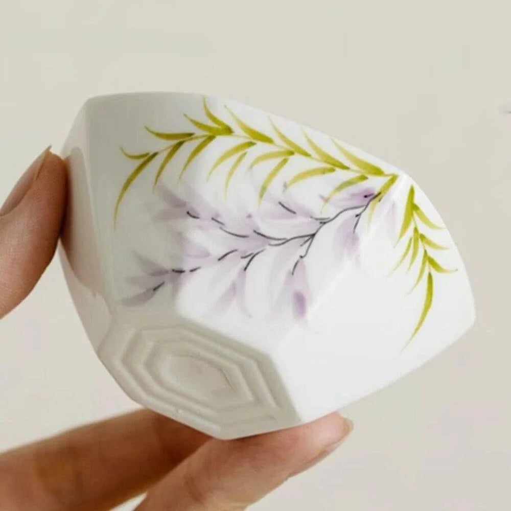 Pure Hand-painted Wisteria Flower Tea Set Kit Zen Teapot and Tea Cup Set 1 Bowl 3 Cups Tea Brewing Portable Picnic Drinkware