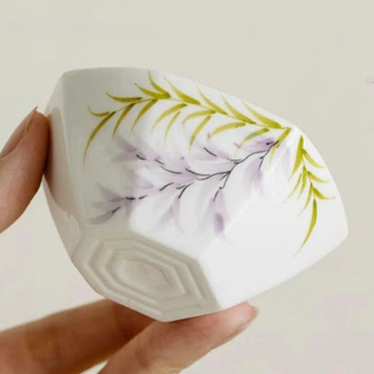 Pure Hand-painted Wisteria Flower Tea Set Kit Zen Teapot and Tea Cup Set 1 Bowl 3 Cups Tea Brewing Portable Picnic Drinkware
