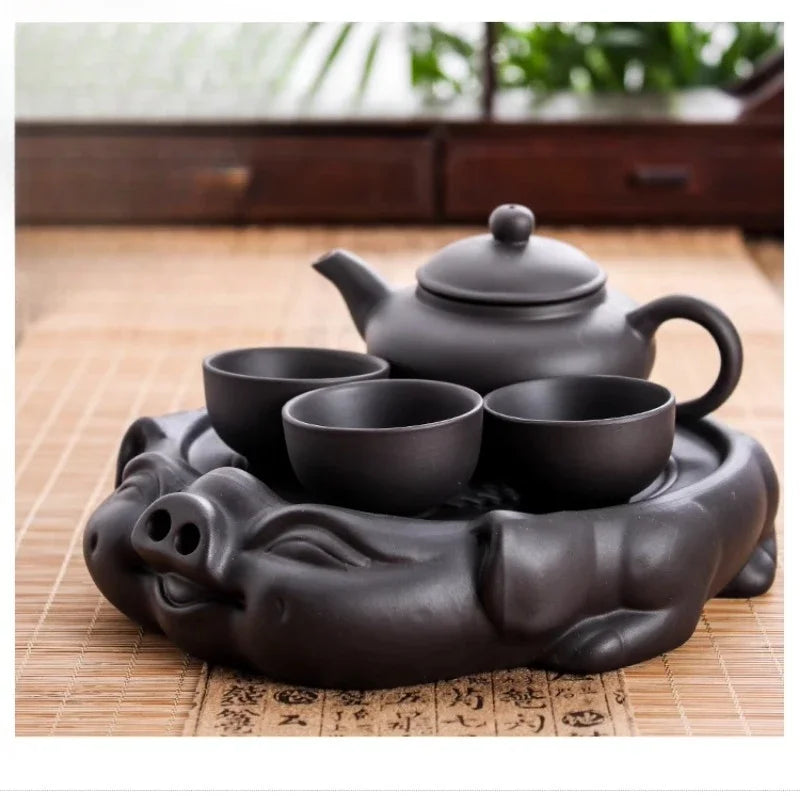 Pure Handmade Buffalo Pot Carrying, Kung Fu Tea Pot Holder, Mini Pot Mat, Purple Sand