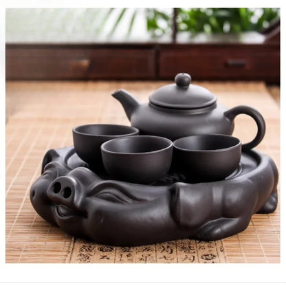 Pure Handmade Buffalo Pot Carrying, Kung Fu Tea Pot Holder, Mini Pot Mat, Purple Sand