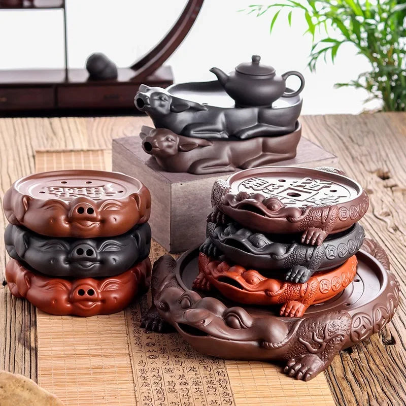 Pure Handmade Buffalo Pot Carrying, Kung Fu Tea Pot Holder, Mini Pot Mat, Purple Sand