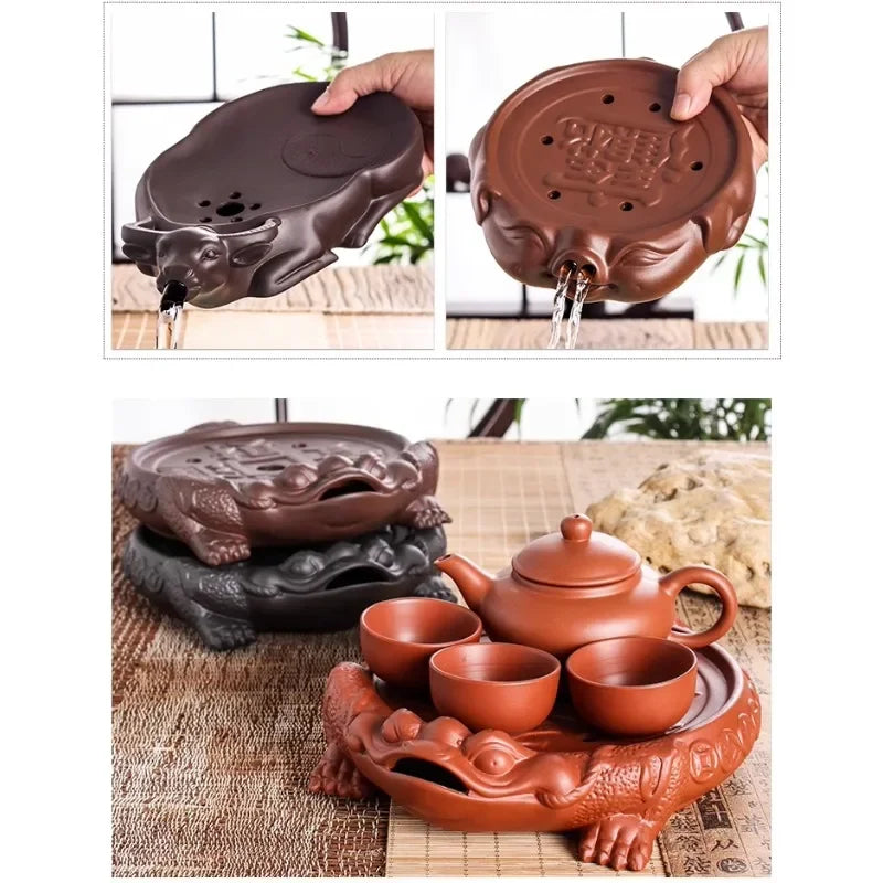 Pure Handmade Buffalo Pot Carrying, Kung Fu Tea Pot Holder, Mini Pot Mat, Purple Sand