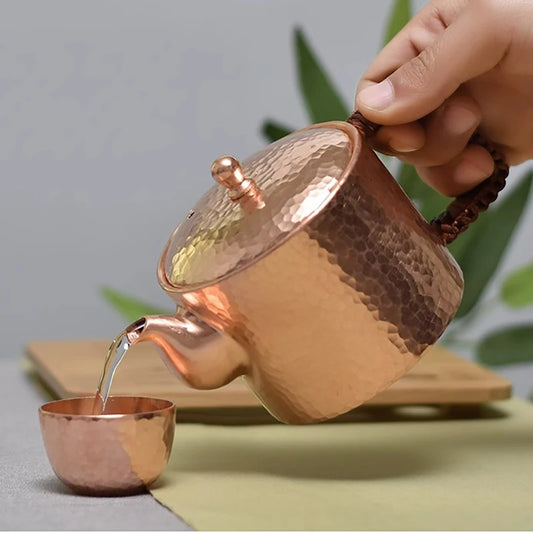 Pure Handmade Purple Copper Pots Antique Burn Kettle Large Chinese Teapot Vintage Brass Kettle Metal Hot Water Kettle 400ML