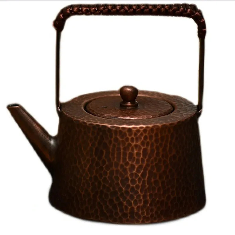 Pure Handmade Small Copper Pot Japanese Teapot Lift Beam Teapot Metal Boiling Water Pot Vintage Kung Fu Tea Table Brass Kettle