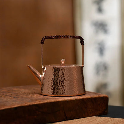 Pure Handmade Small Copper Pot Japanese Teapot Lift Beam Teapot Metal Boiling Water Pot Vintage Kung Fu Tea Table Brass Kettle