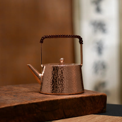 Pure Handmade Small Copper Pot Japanese Teapot Lift Beam Teapot Metal Boiling Water Pot Vintage Kung Fu Tea Table Brass Kettle
